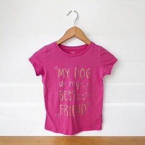 Carter's Girls  Pink Kids T Shirt My Dog is My Best Friend Cotton  Size 8